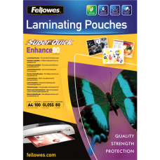 Fellowes SUPERQUICK LAM POUCH 80MIC A4 100PK
