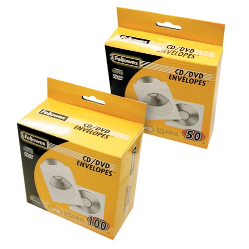  Fellowes 100 Pack CD DVD Paper ENVELOPES (90691