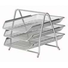 DESK TRAY WIREMESH SILVER 3 TIER OSCO