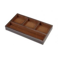 DESK ORGANISER BROWN FAUX LEATHER OSCO