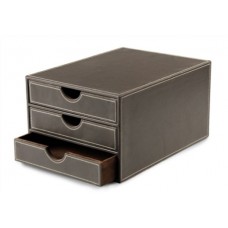 DESK DRAWERS BROWN 3 TIER FAUX LEATHER OSCO