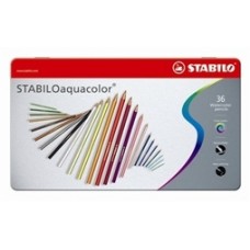 PENCIL COLOURS x36 AQUACOLORS METAL BOX STABILO