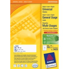 COMPUTER LABELS 105x35mm x1600 3423 AVERY-ZWECKFORM
