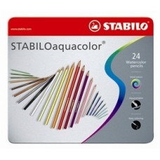 PENCIL COLOURS x 24 AQUACOLOR METAL BOX STABILO