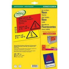 COMPUTER LABELS FLUOR RED 210x297mm x20 6005 AVERY-ZWECKFORM