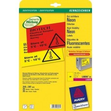 COMPUTER LABELS FLUOR YELLOW 210x297mm x25 L6006 AVERY-ZWECKFORM