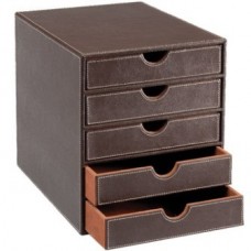 DESK DRAWERS BROWN 5 TIER FAUX LEATHER OSCO
