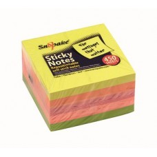 STICK NOTES CUBE 76x76mm x450 IN 5 NEON COLOURS SNOPAKE