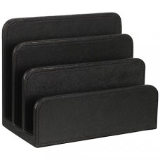 LETTER HOLDER FAUX LEATHER BLACK OSCO