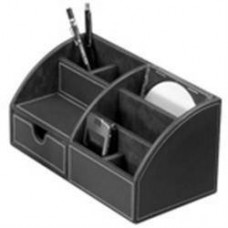 DESK ORGANISER BLACK FAUX LEATHER OSCO