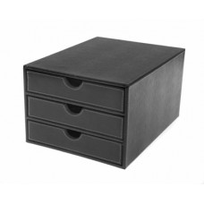 DESK DRAWERS BLACK 3 TIER FAUX LEATHER OSCO