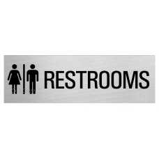 SIGN STEELOX 8x24cm RESTROOMS