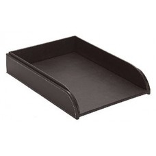 DESK TRAY LEATHER BROWN SINGLE STACKABLE OSCO